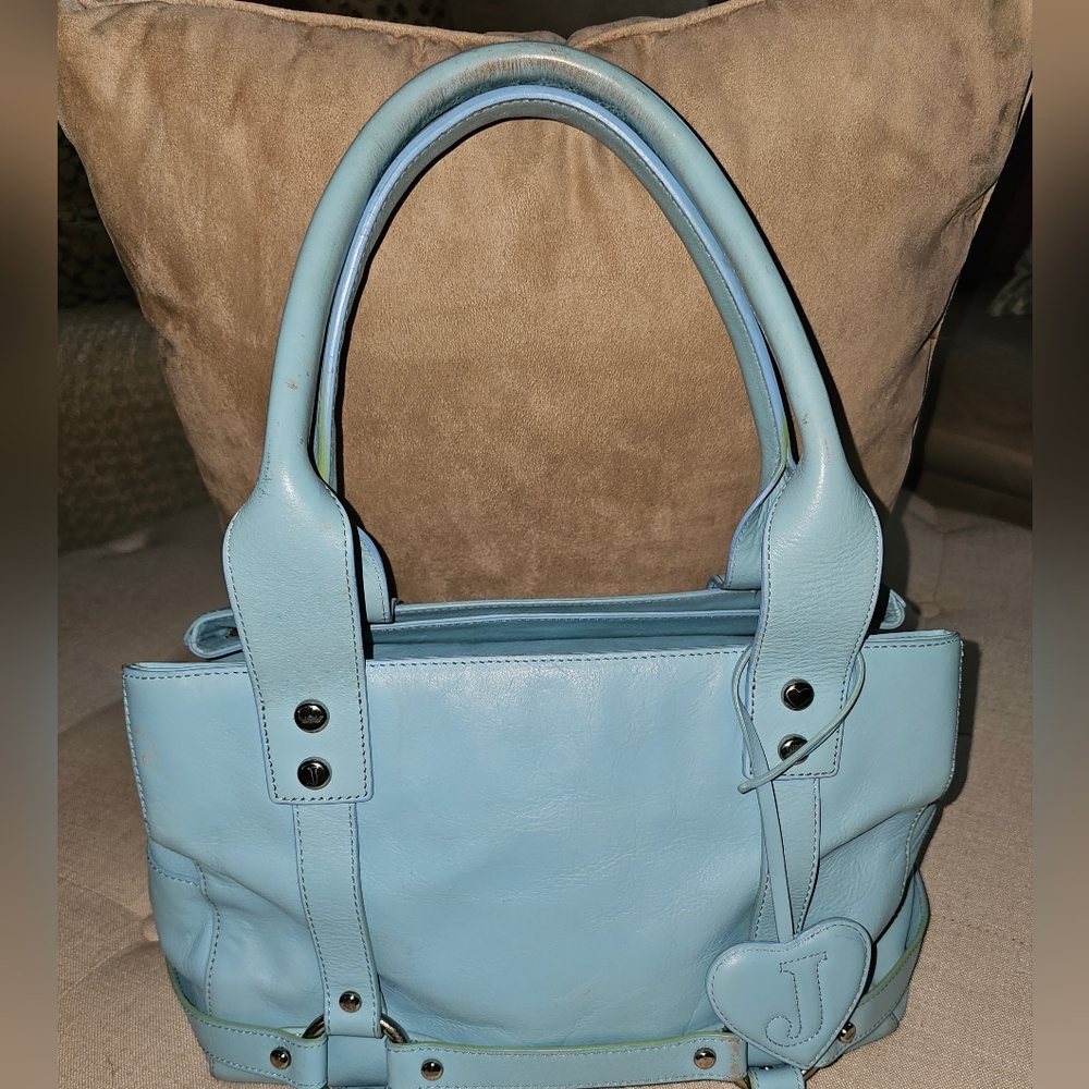 100% Leather Juicy Couture Rare Vintage Satchel Weekender Purse Mirror P…